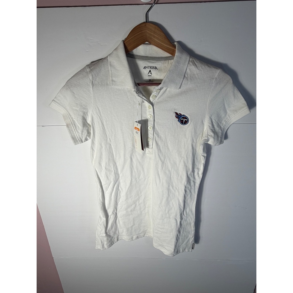 Antigua Tennessee Titans Spark Polo Shirt Womens Medium White Short Sleeve NWT